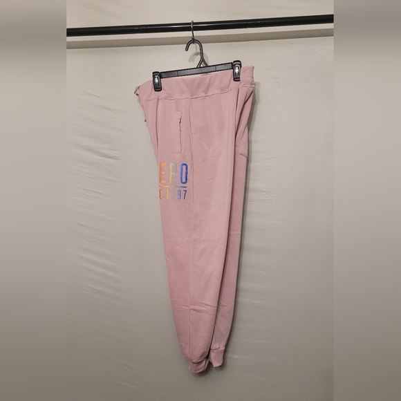 AEROPOSTALE NYC 87 Fleece Pastel Pink Sweatpants Joggers Size L - Picture 4 of 9